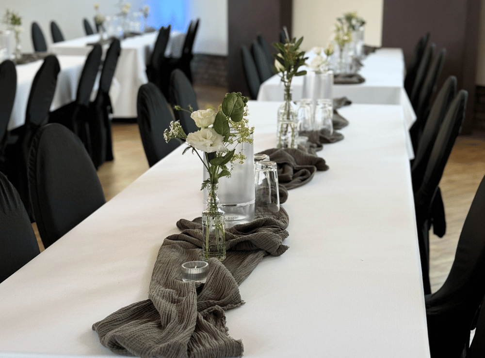 Detailaufnahme einer Tischdekoration bei einem Business-Event in der Lehrwerkstatt Solingen